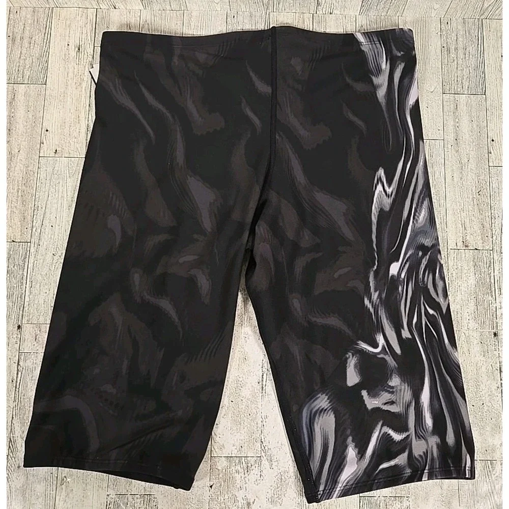 TYR Swim Shorts Trunks XL (38) Jammer Vaporwave Black Drawstring Men's NEW